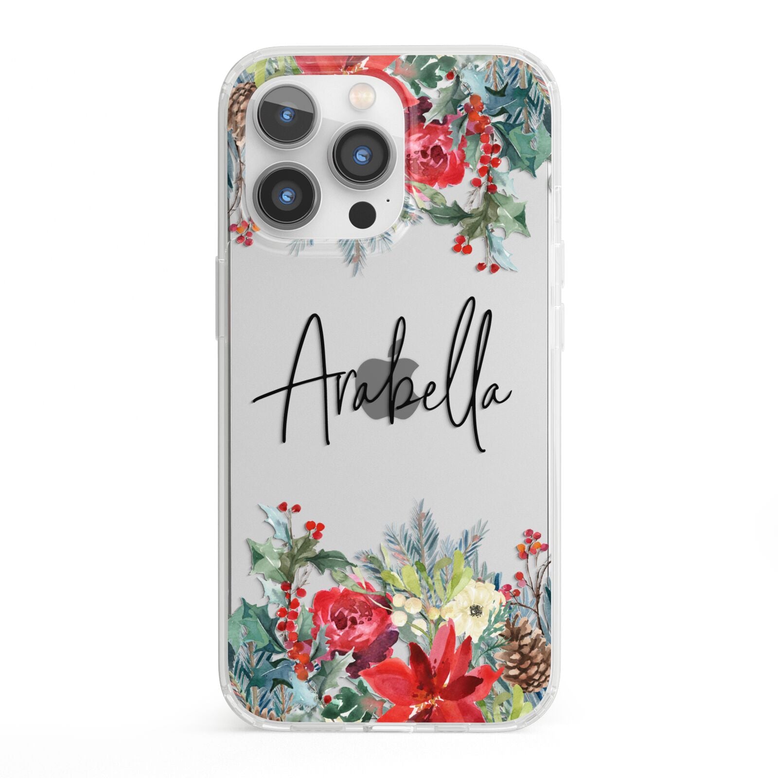 Personalised Floral Winter Arrangement iPhone 13 Pro Clear Bumper Case