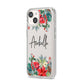 Personalised Floral Winter Arrangement iPhone 14 Clear Tough Case Starlight Angled Image
