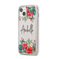Personalised Floral Winter Arrangement iPhone 14 Plus Clear Tough Case Starlight Angled Image