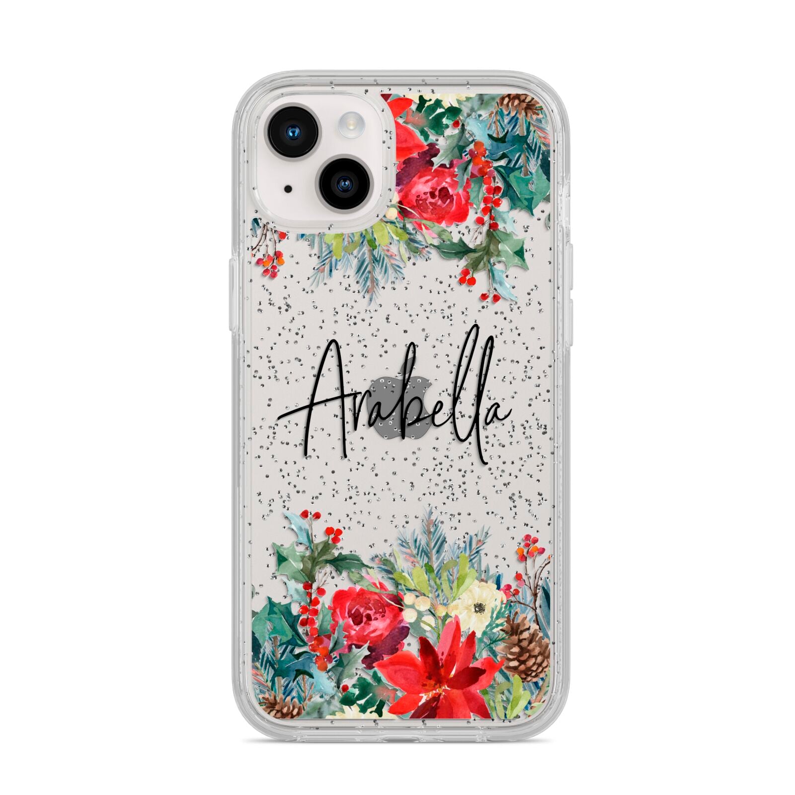 Personalised Floral Winter Arrangement iPhone 14 Plus Glitter Tough Case Starlight