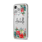 Personalised Floral Winter Arrangement iPhone 14 Pro Max Clear Tough Case Silver Angled Image