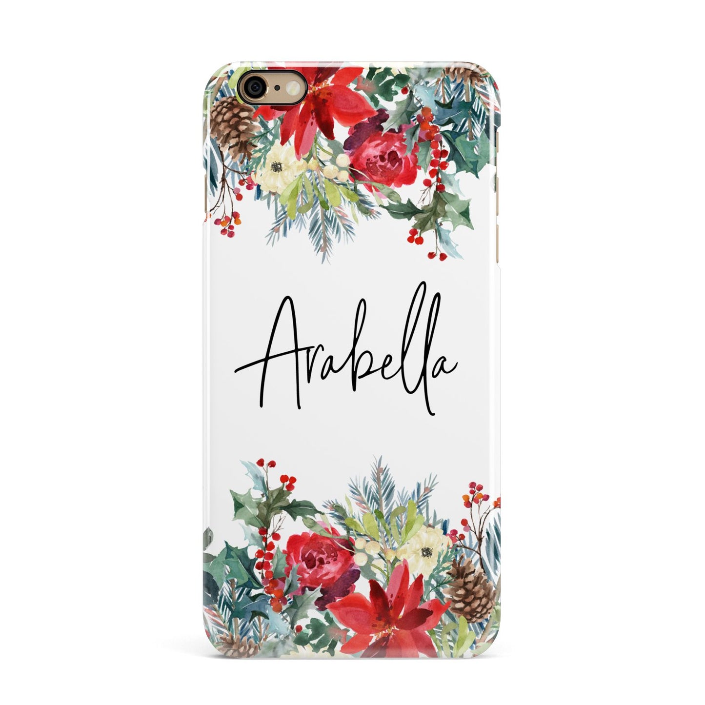 Personalised Floral Winter Arrangement iPhone 6 Plus 3D Snap Case on Gold Phone