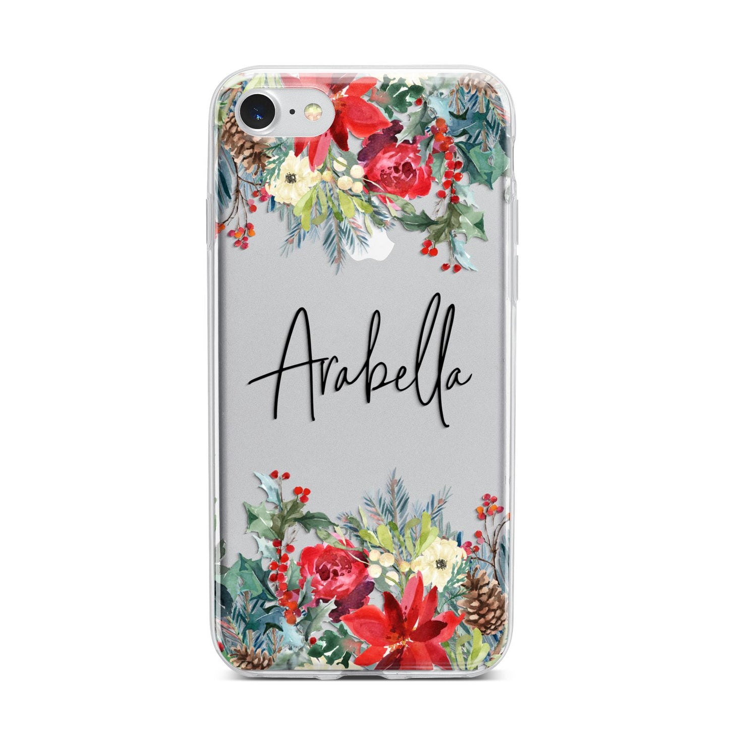 Personalised Floral Winter Arrangement iPhone 7 Bumper Case on Silver iPhone