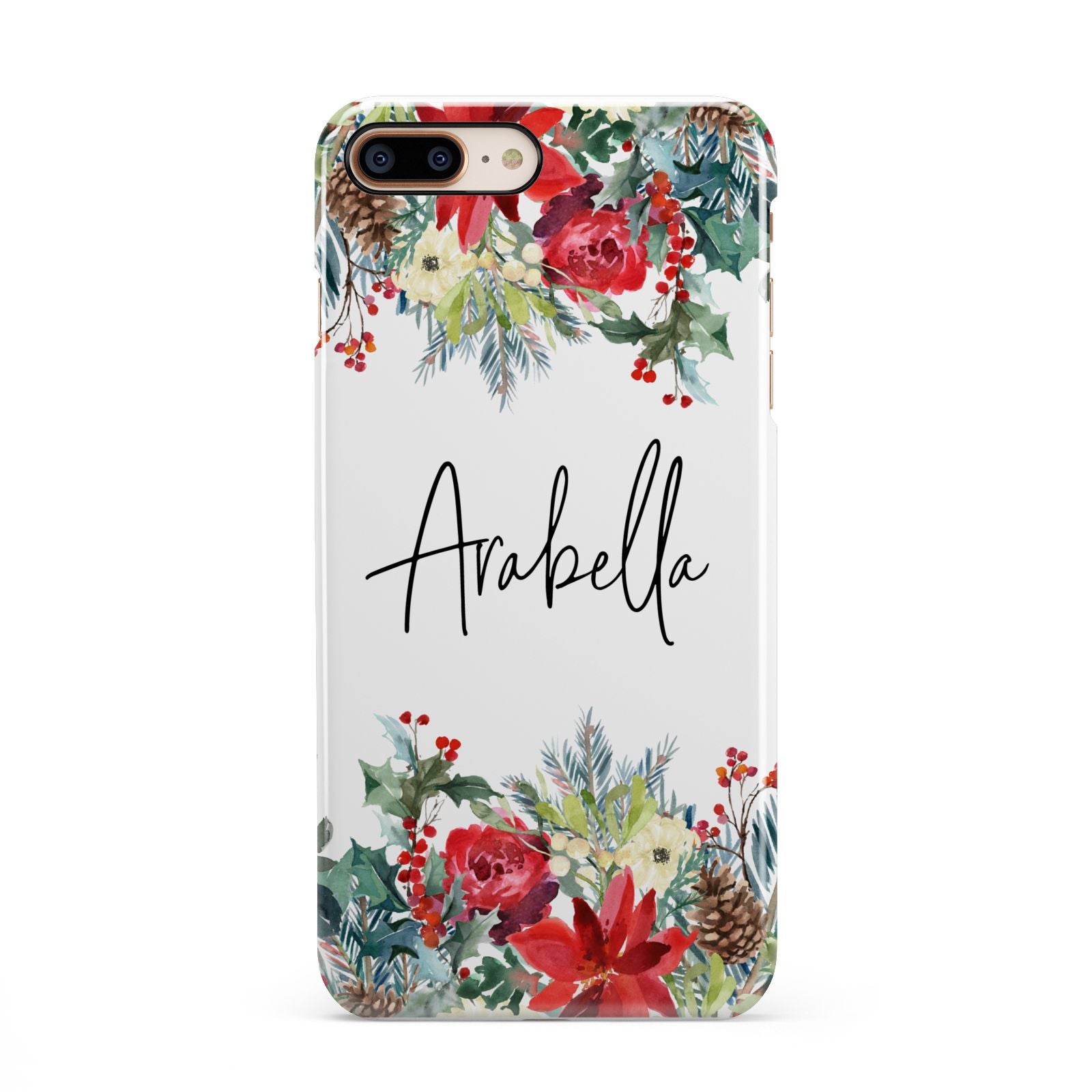 Personalised Floral Winter Arrangement iPhone 8 Plus 3D Snap Case on Gold Phone