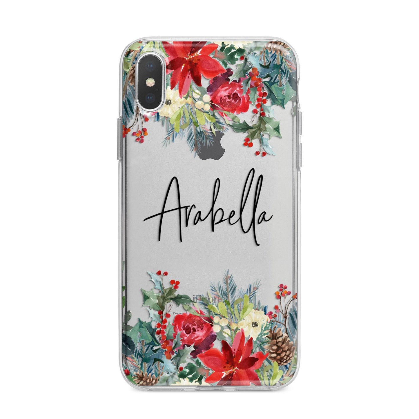 Personalised Floral Winter Arrangement iPhone X Bumper Case on Silver iPhone Alternative Image 1