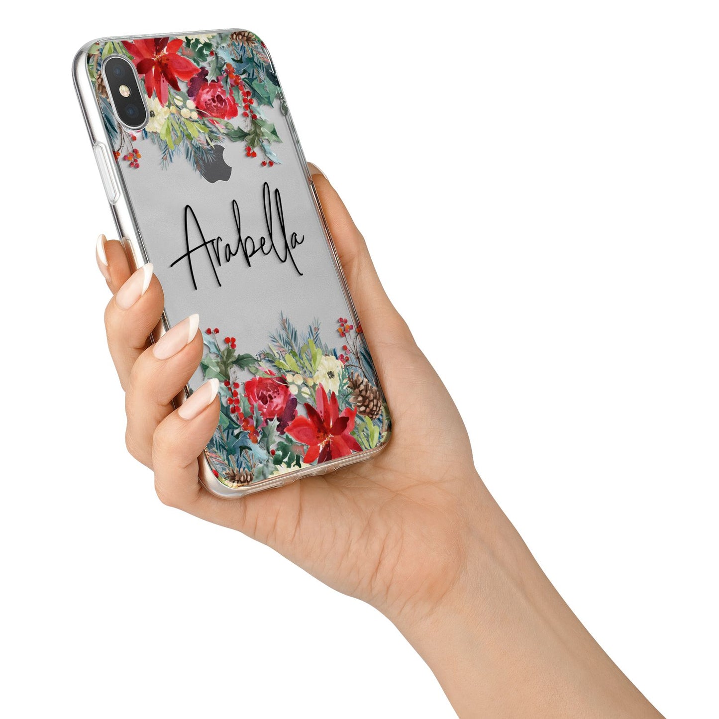 Personalised Floral Winter Arrangement iPhone X Bumper Case on Silver iPhone Alternative Image 2