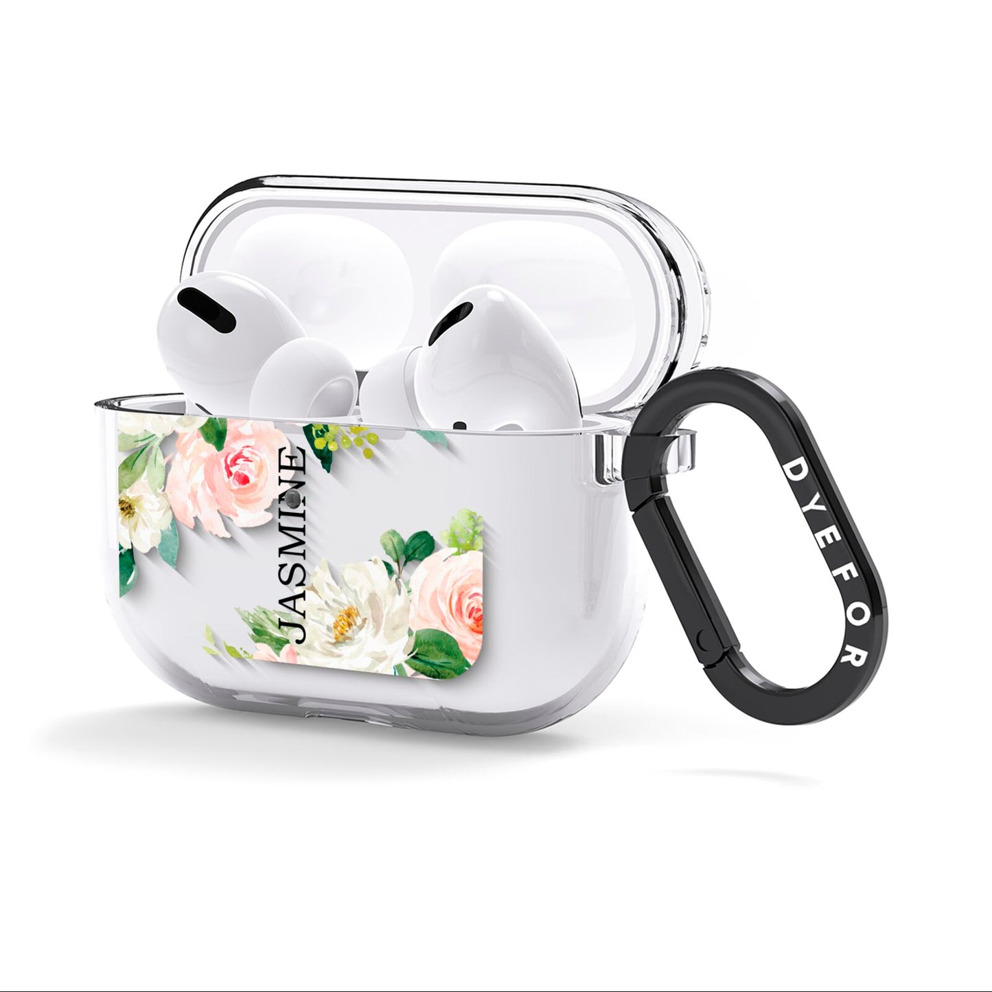 Personalised Floral Wreath with Name AirPods Clear Case 3rd Gen Side Image