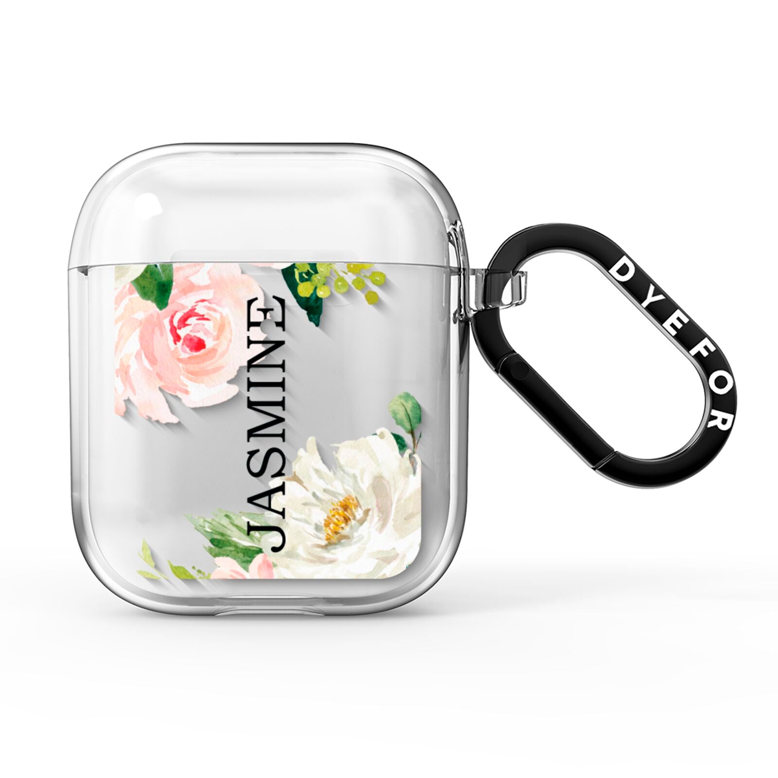 Personalised Floral Wreath with Name AirPods Clear Case
