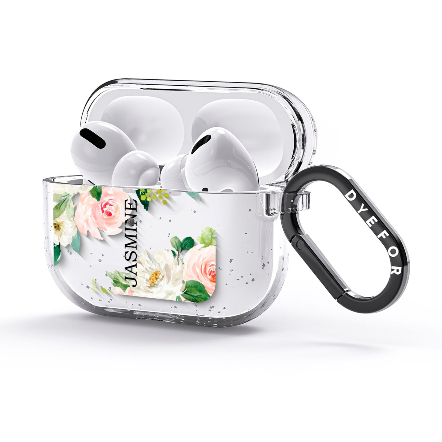 Personalised Floral Wreath with Name AirPods Glitter Case 3rd Gen Side Image