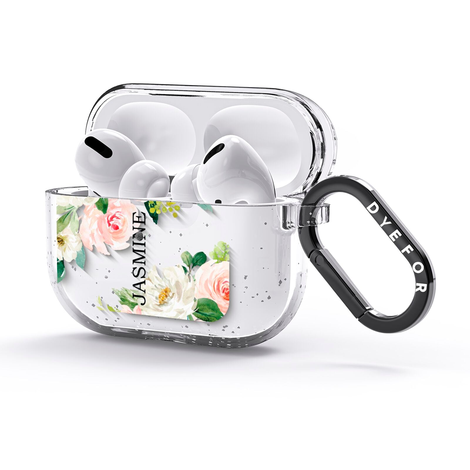 Personalised Floral Wreath with Name AirPods Glitter Case 3rd Gen Side Image