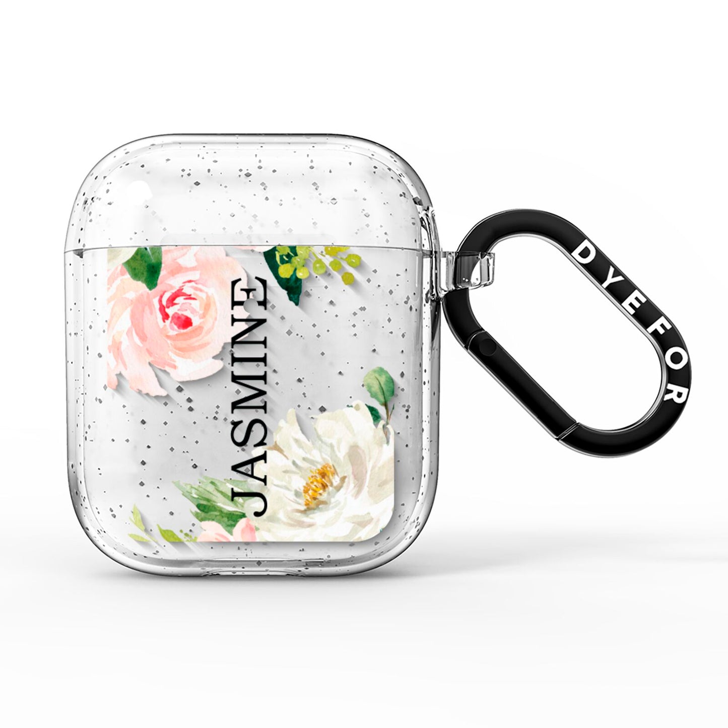 Personalised Floral Wreath with Name AirPods Glitter Case