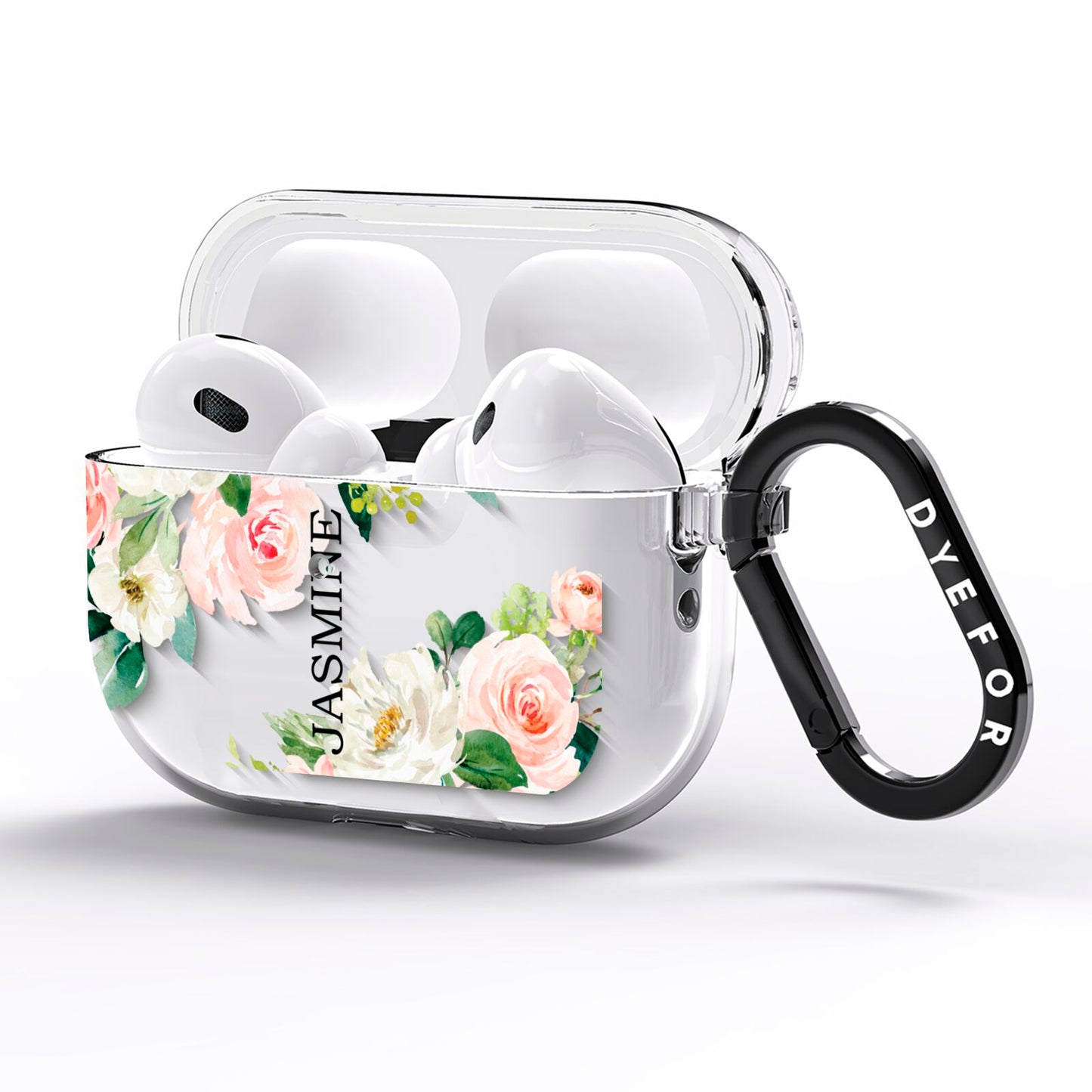 Personalised Floral Wreath with Name AirPods Pro Clear Case Side Image