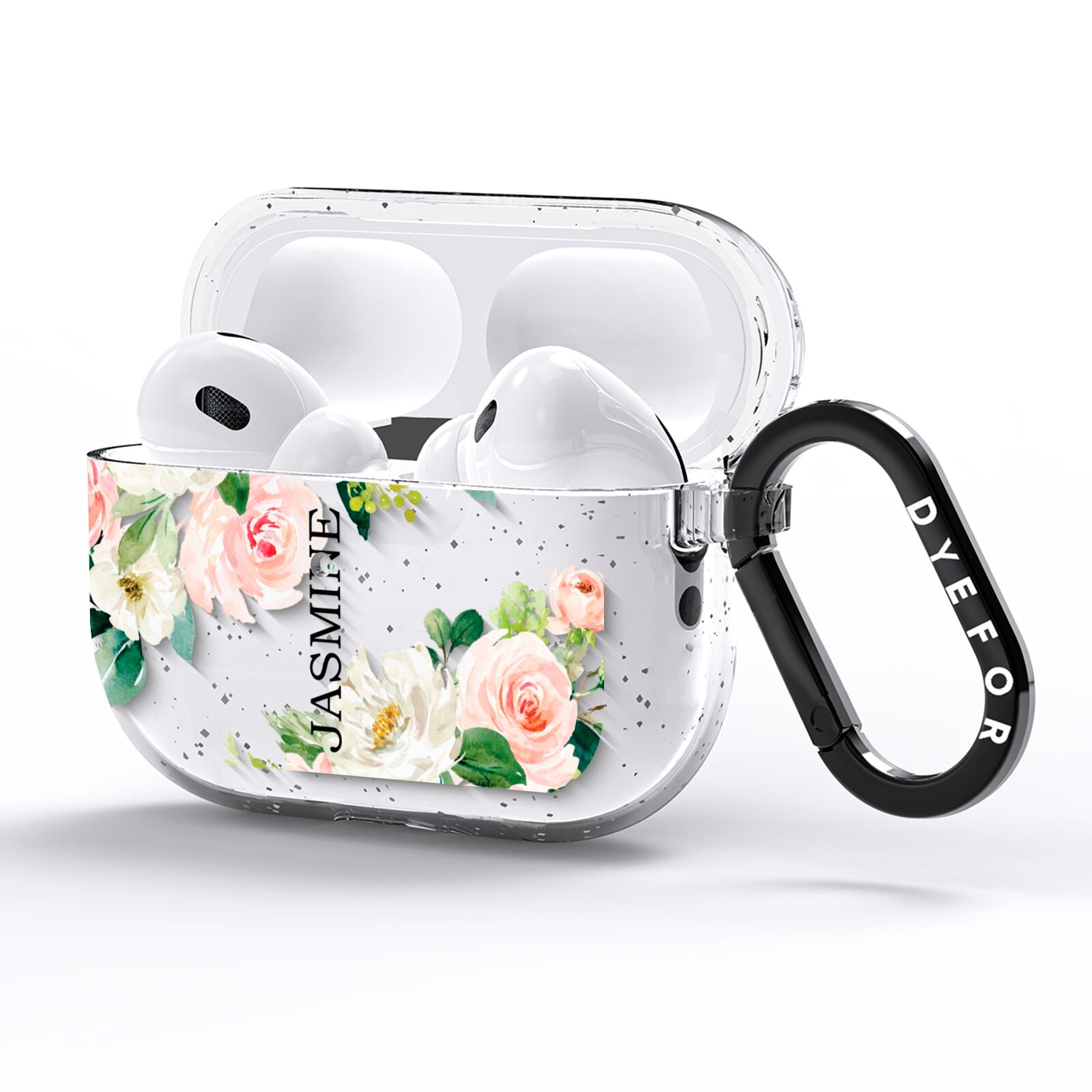 Personalised Floral Wreath with Name AirPods Pro Glitter Case Side Image
