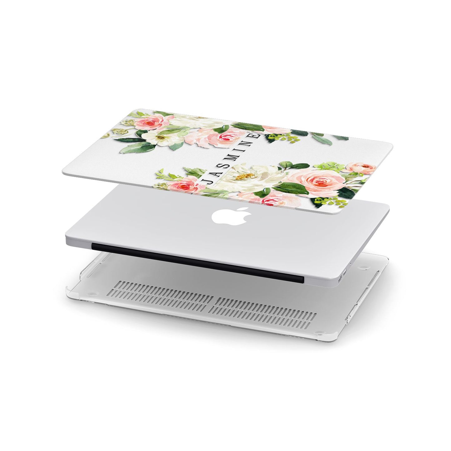 Personalised Floral Wreath with Name Apple MacBook Case in Detail