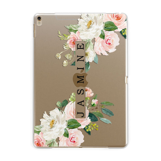 Personalised Floral Wreath with Name Apple iPad Gold Case