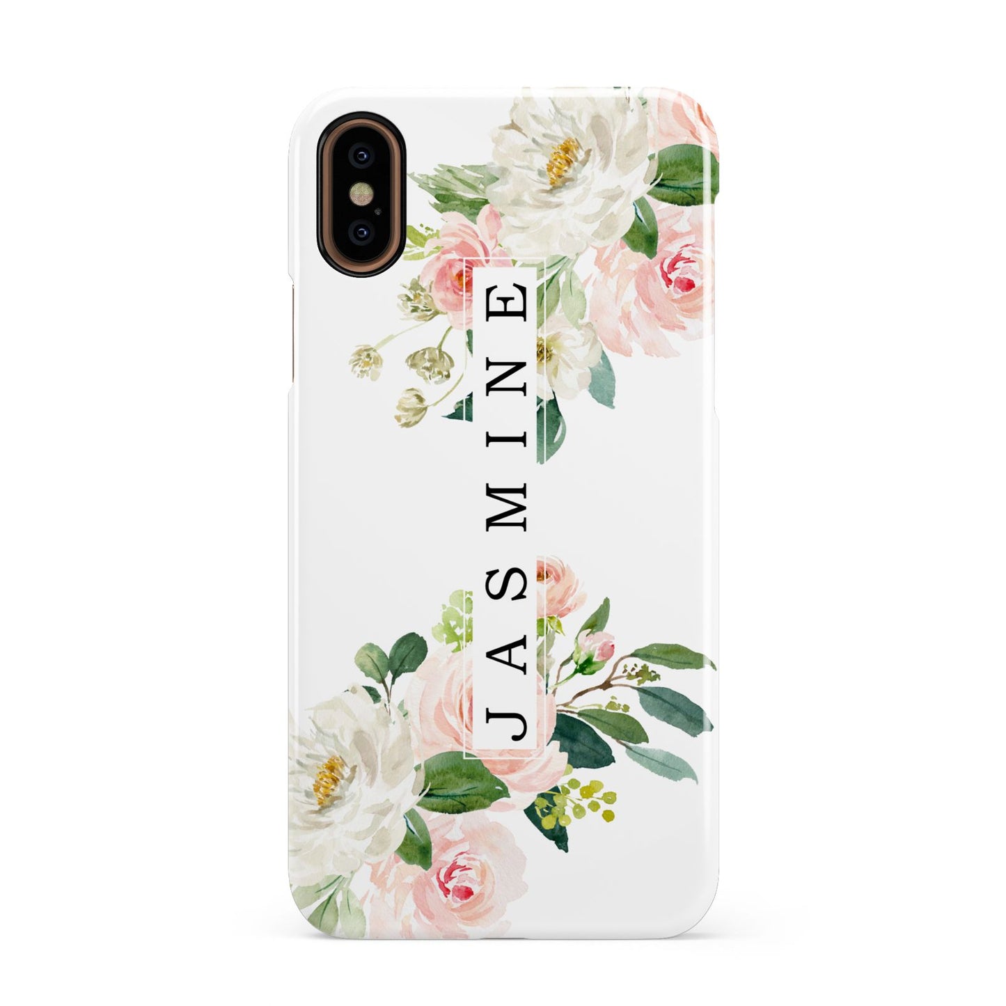Personalised Floral Wreath with Name Apple iPhone XS 3D Snap Case