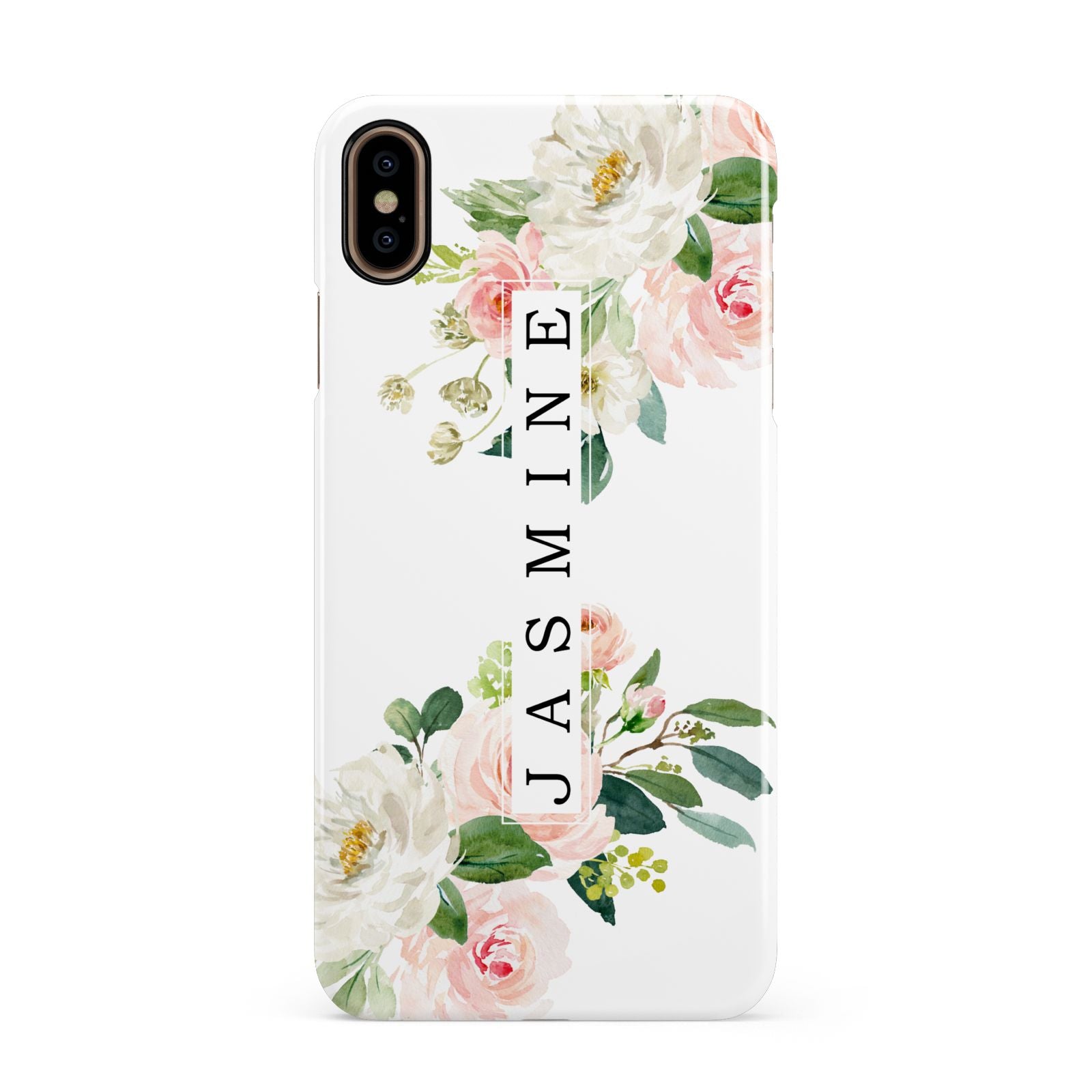 Personalised Floral Wreath with Name Apple iPhone Xs Max 3D Snap Case