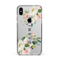Personalised Floral Wreath with Name Apple iPhone Xs Max Impact Case Black Edge on Silver Phone