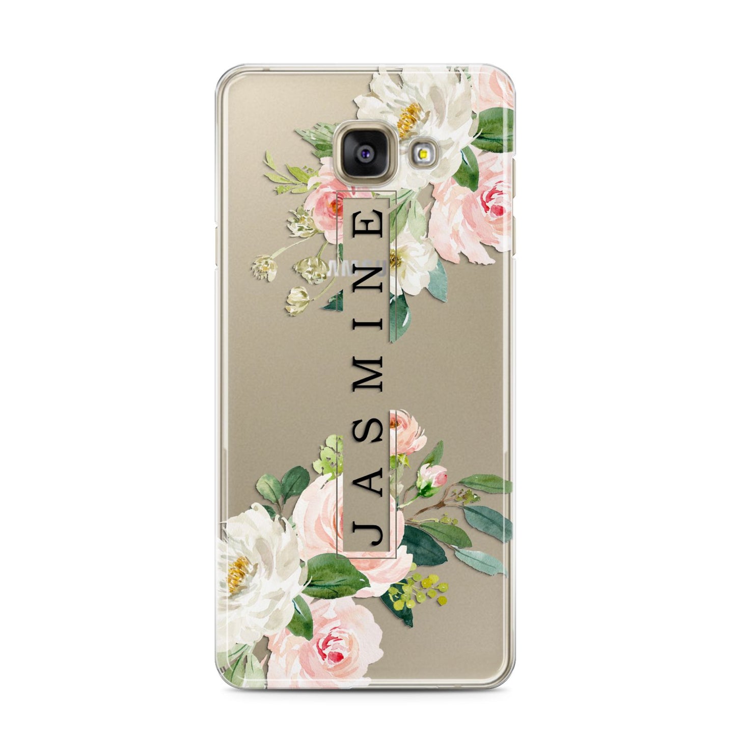 Personalised Floral Wreath with Name Samsung Galaxy A3 2016 Case on gold phone