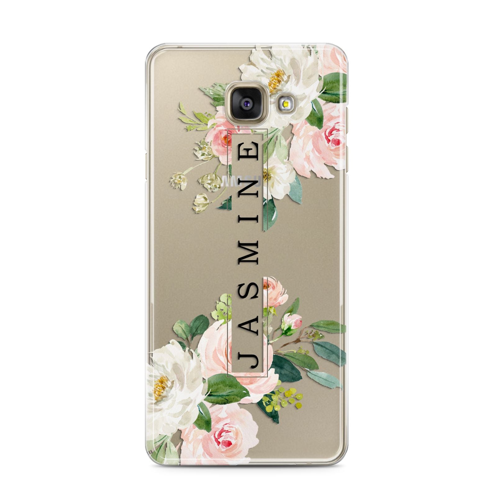 Personalised Floral Wreath with Name Samsung Galaxy A3 2016 Case on gold phone