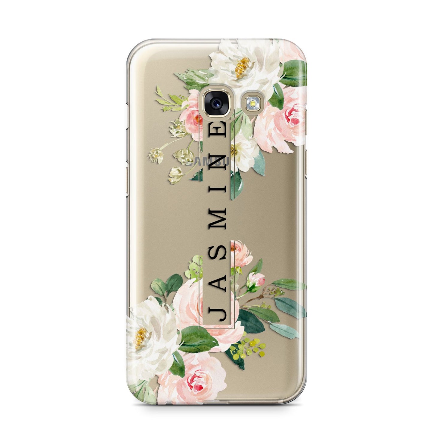 Personalised Floral Wreath with Name Samsung Galaxy A3 2017 Case on gold phone