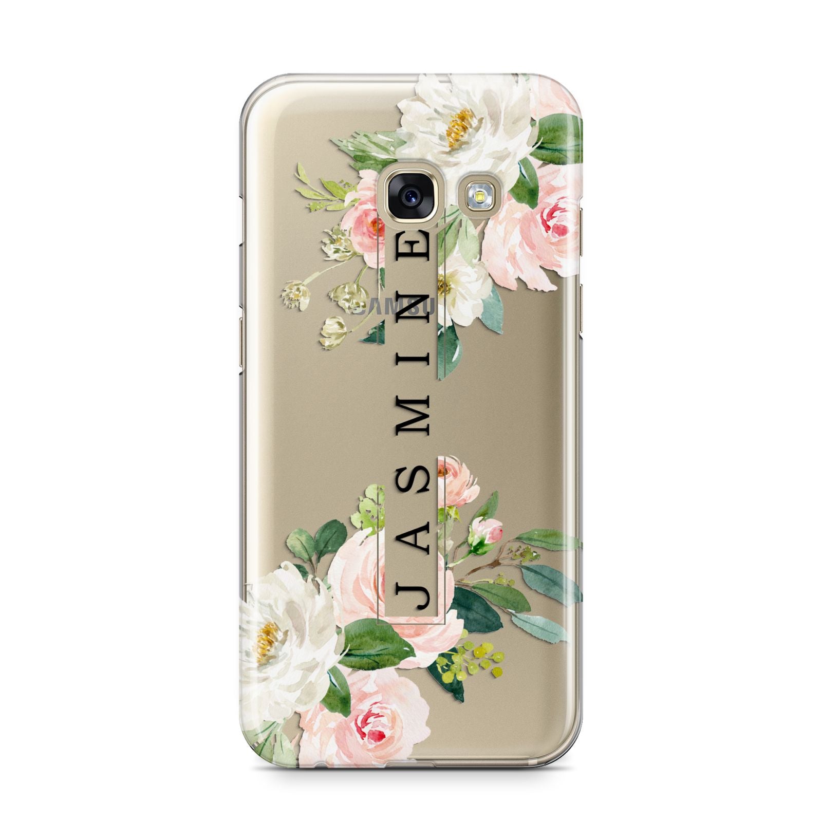 Personalised Floral Wreath with Name Samsung Galaxy A3 2017 Case on gold phone