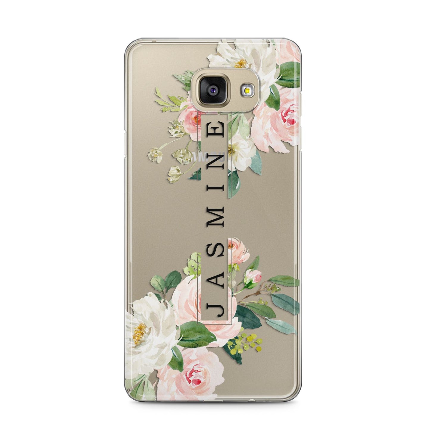 Personalised Floral Wreath with Name Samsung Galaxy A5 2016 Case on gold phone