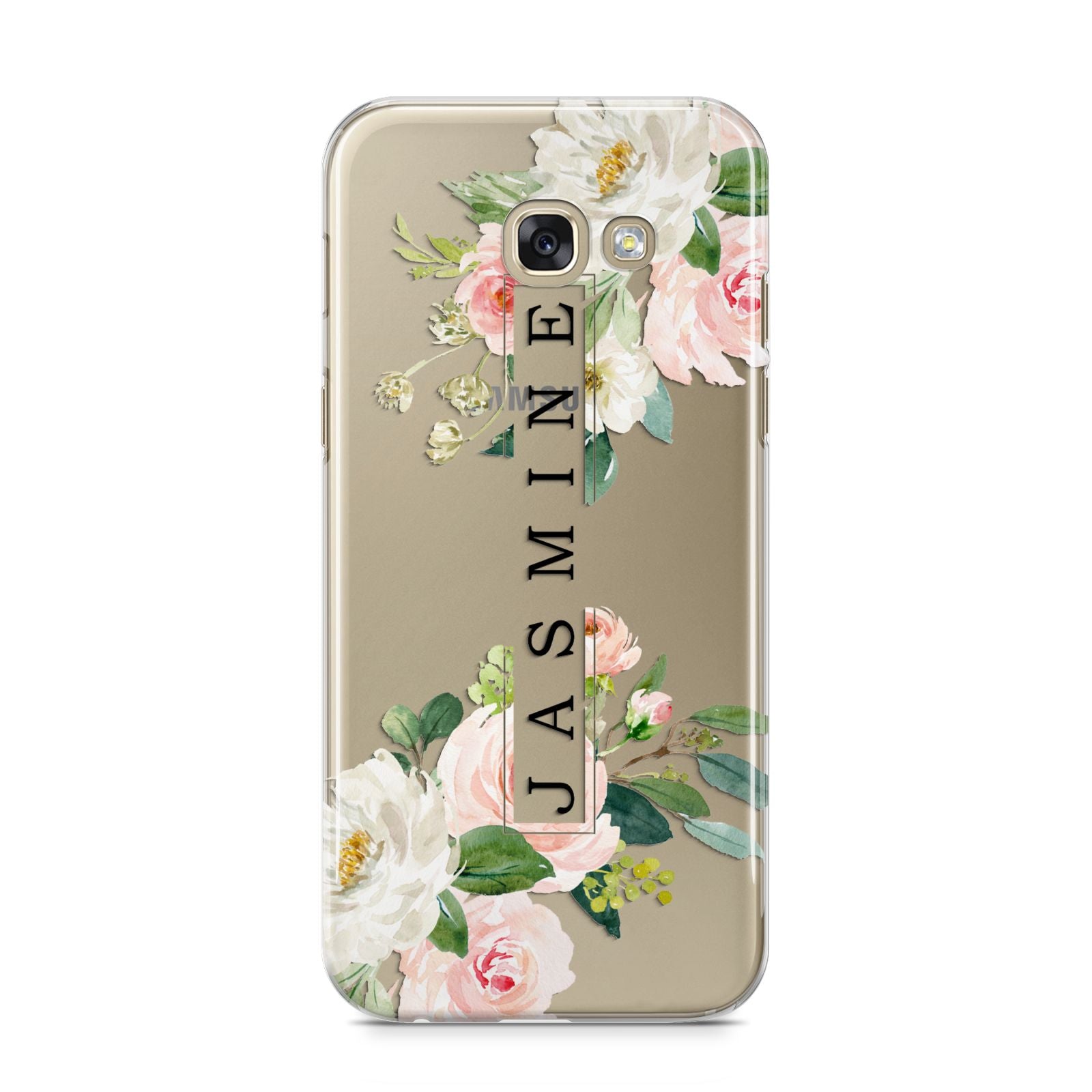 Personalised Floral Wreath with Name Samsung Galaxy A5 2017 Case on gold phone