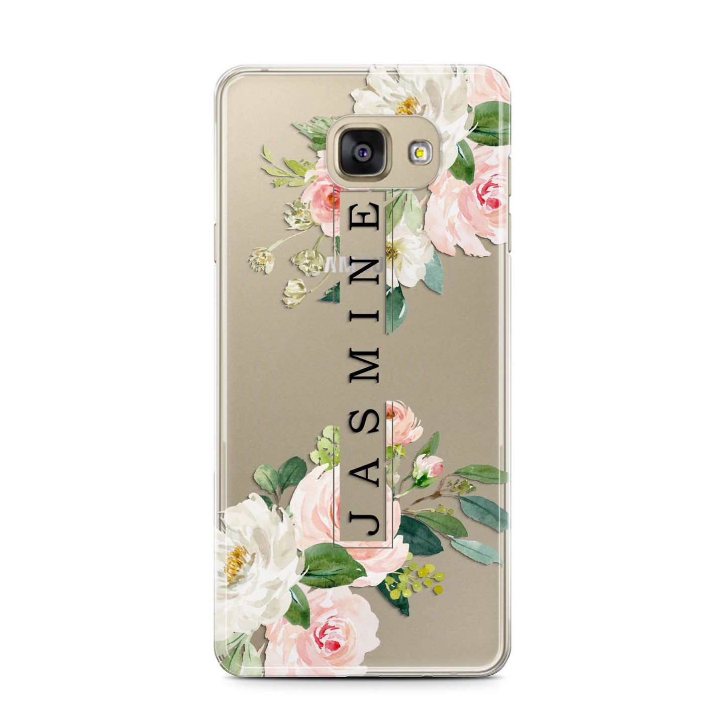 Personalised Floral Wreath with Name Samsung Galaxy A7 2016 Case on gold phone