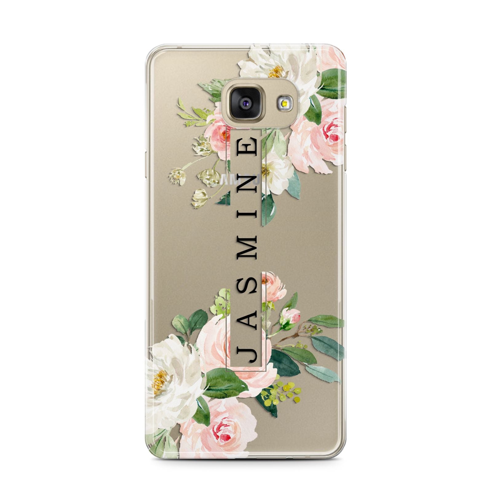 Personalised Floral Wreath with Name Samsung Galaxy A7 2016 Case on gold phone