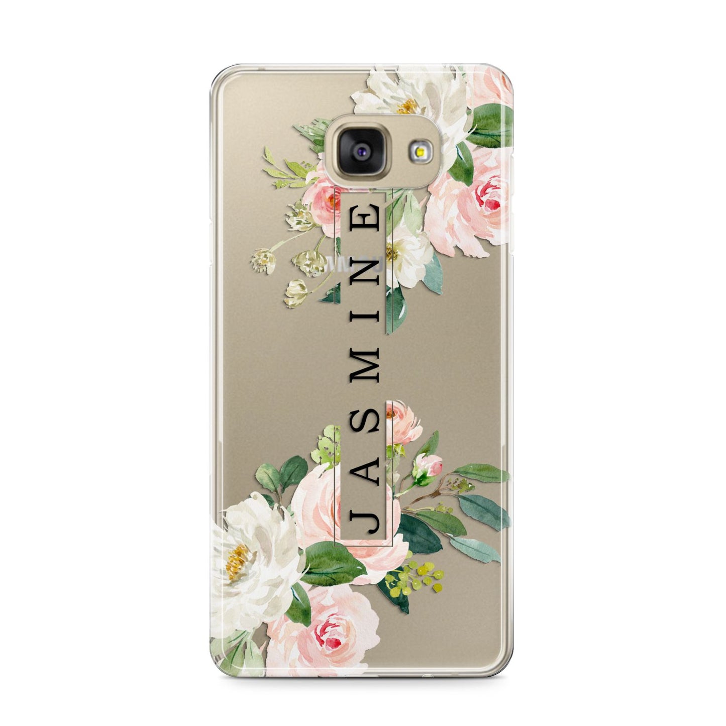 Personalised Floral Wreath with Name Samsung Galaxy A9 2016 Case on gold phone