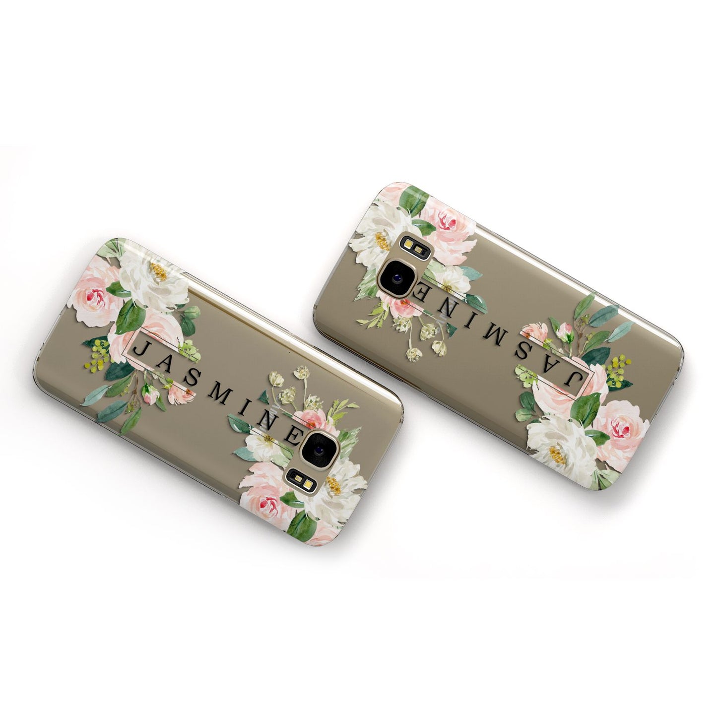 Personalised Floral Wreath with Name Samsung Galaxy Case Flat Overview