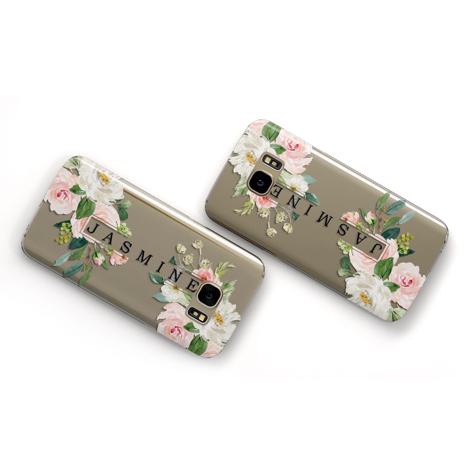 Personalised Floral Wreath with Name Samsung Galaxy Case Flat Overview