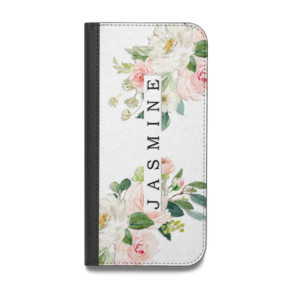 Personalised Floral Wreath with Name Vegan Leather Flip Samsung Case