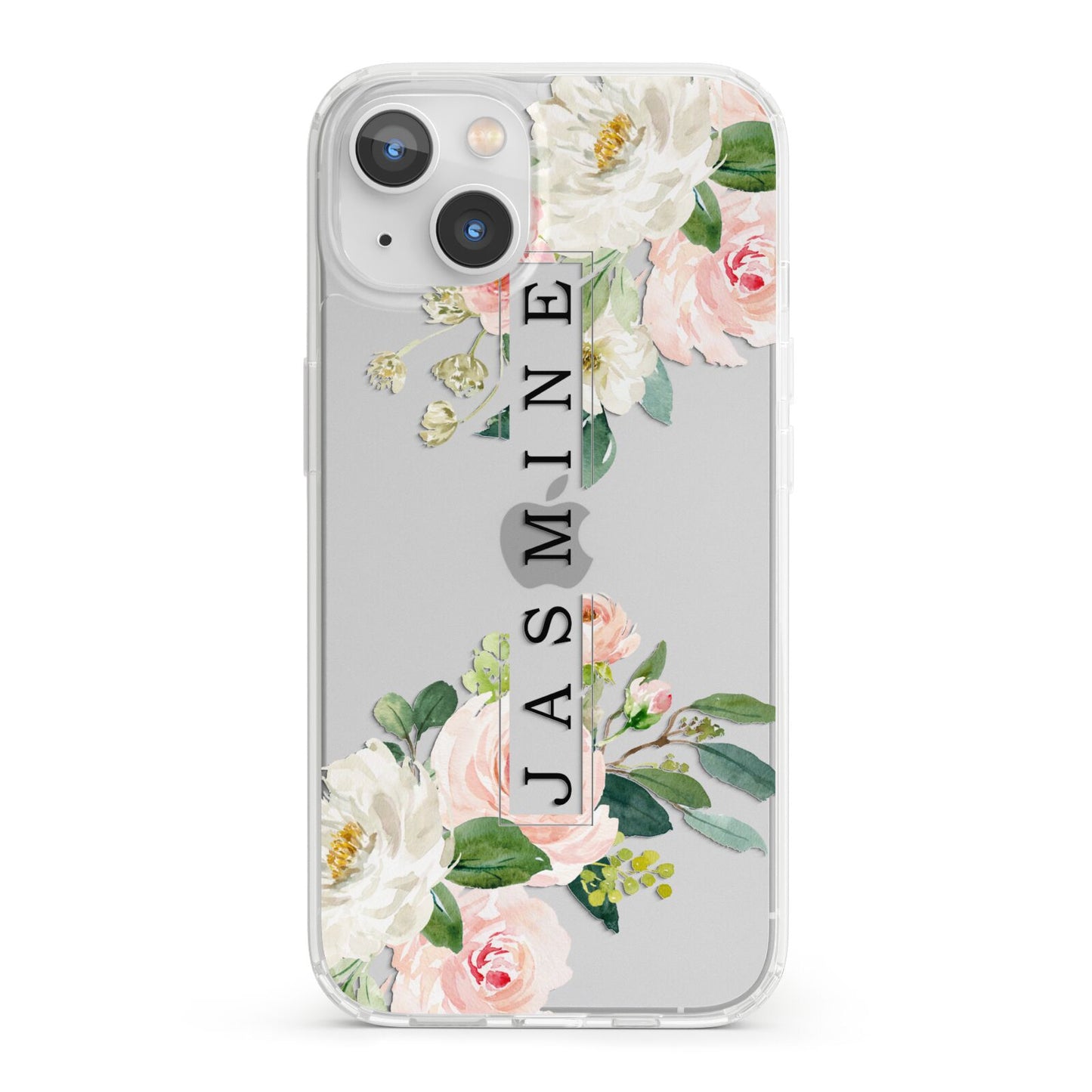 Personalised Floral Wreath with Name iPhone 13 Clear Bumper Case