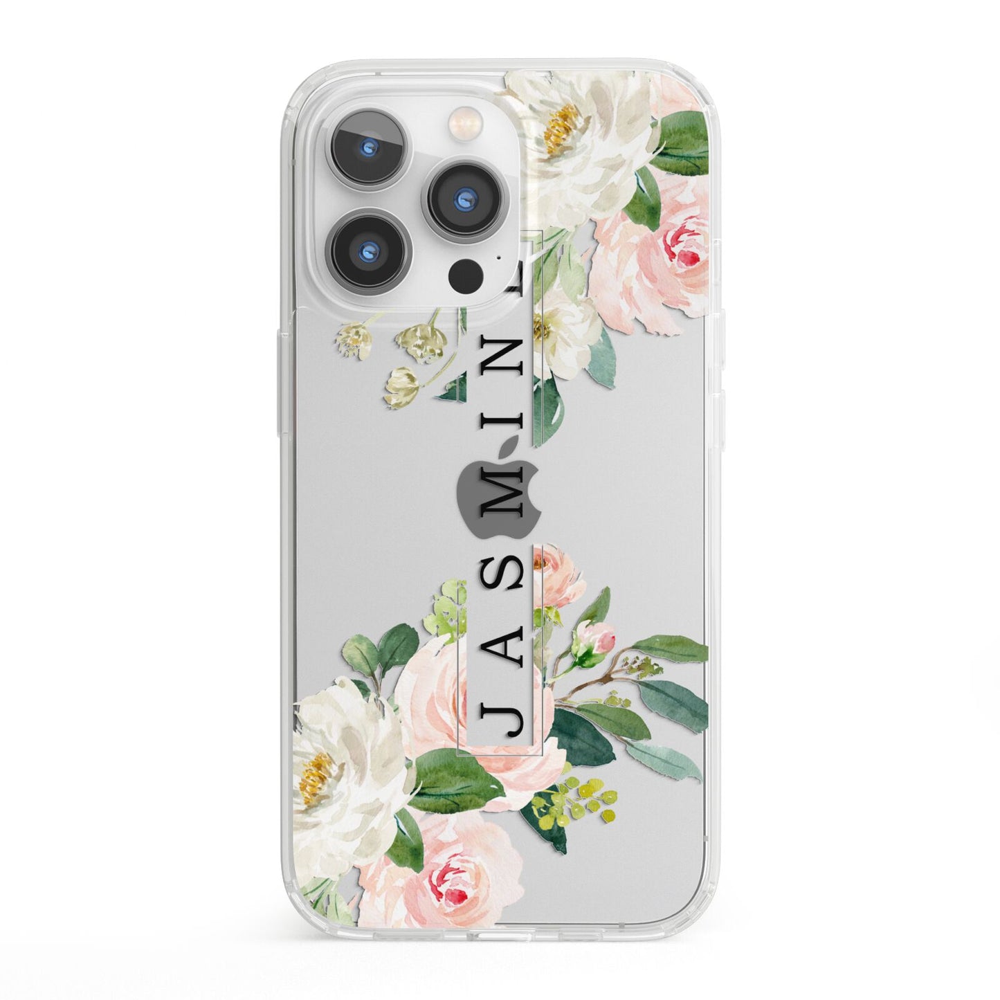 Personalised Floral Wreath with Name iPhone 13 Pro Clear Bumper Case