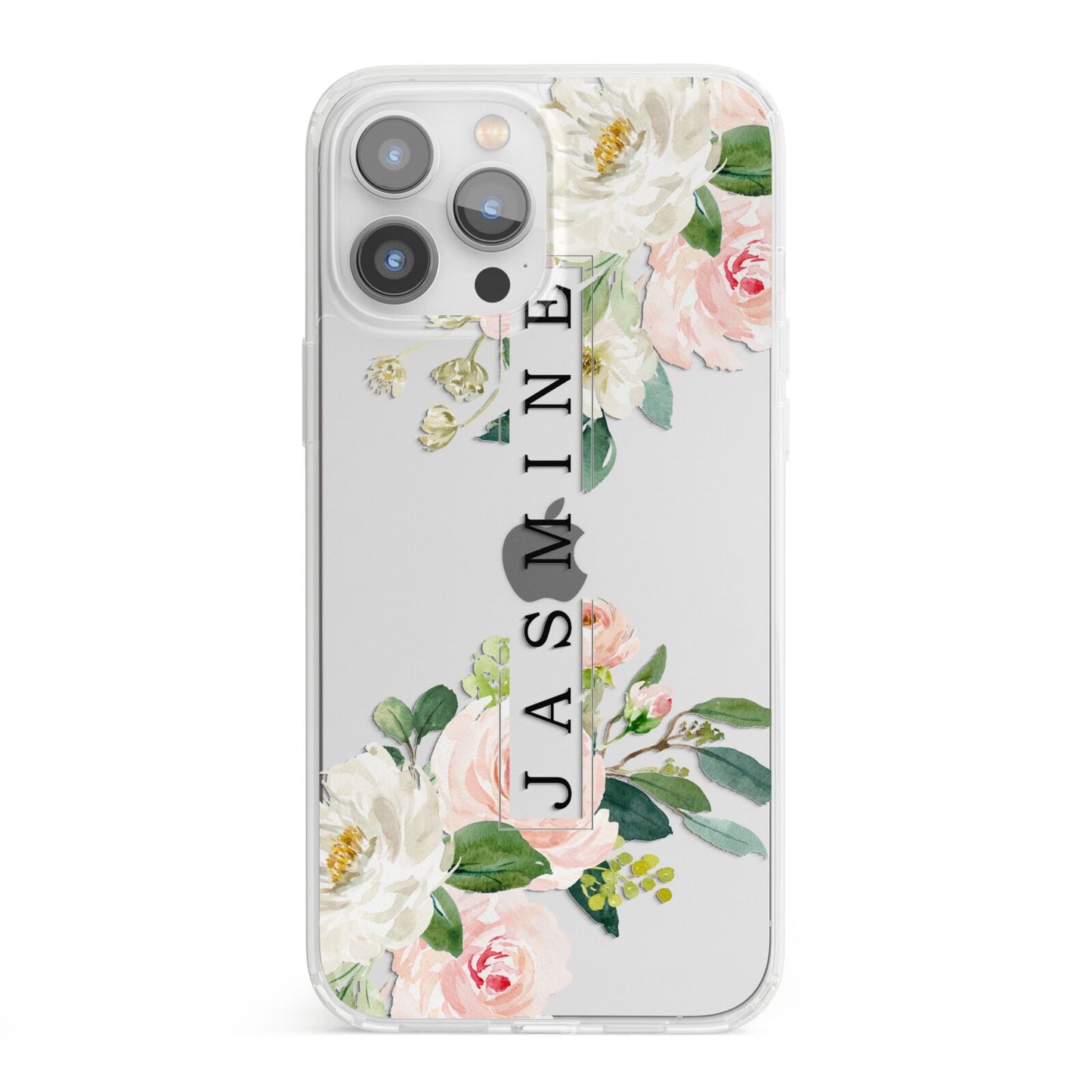 Personalised Floral Wreath with Name iPhone 13 Pro Max Clear Bumper Case