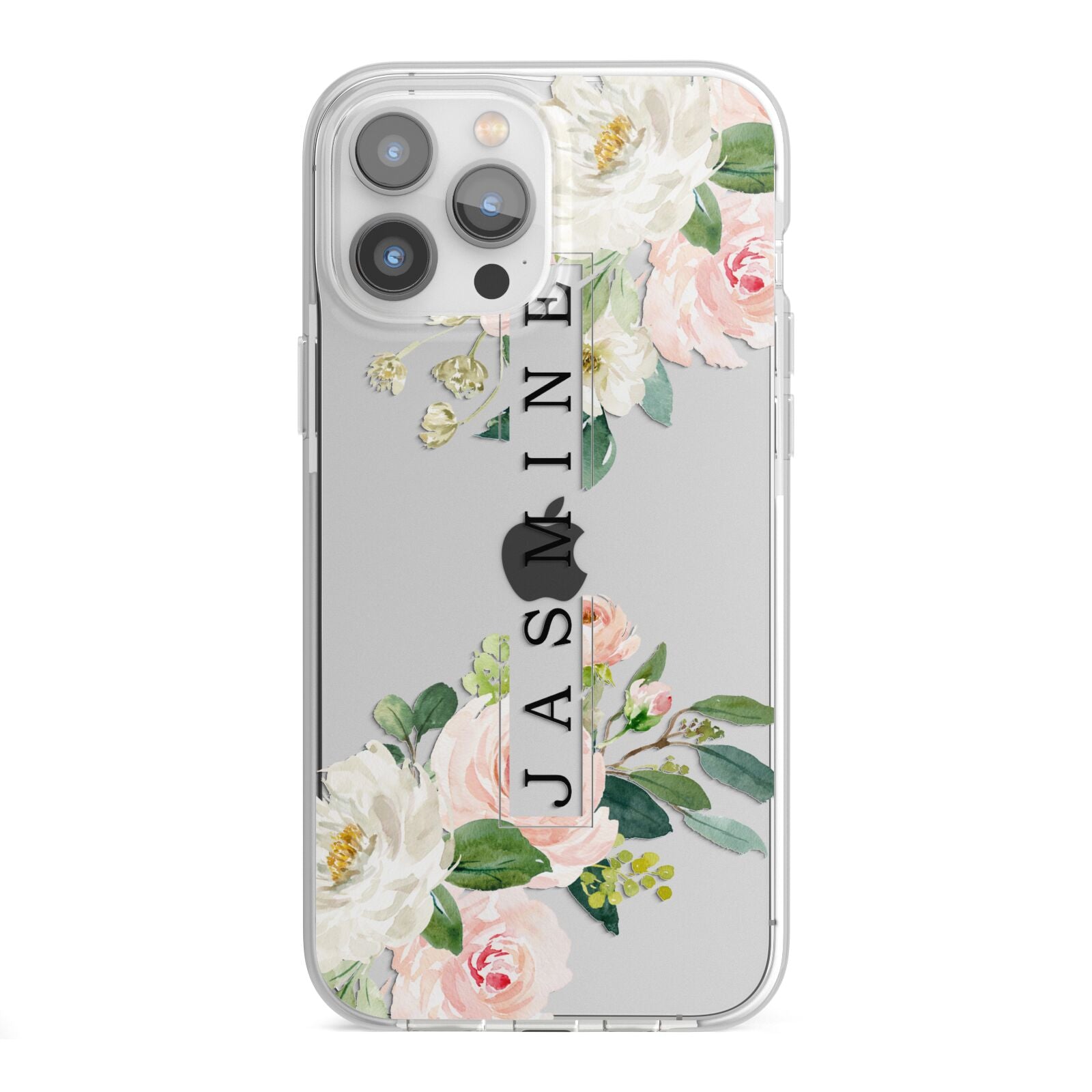 Personalised Floral Wreath with Name iPhone 13 Pro Max TPU Impact Case with White Edges
