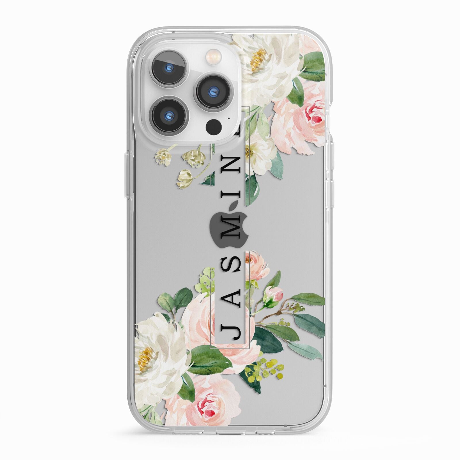 Personalised Floral Wreath with Name iPhone 13 Pro TPU Impact Case with White Edges