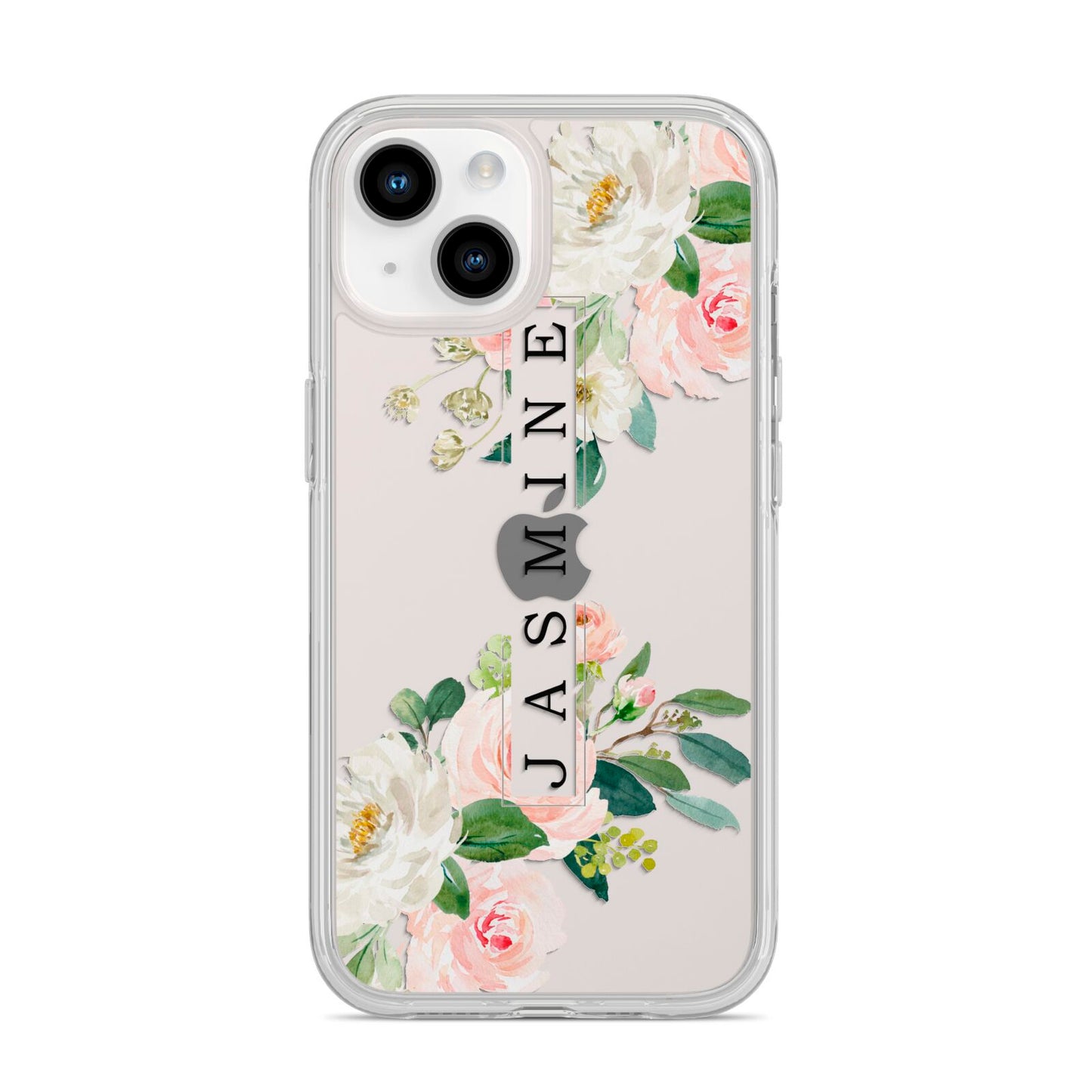 Personalised Floral Wreath with Name iPhone 14 Clear Tough Case Starlight
