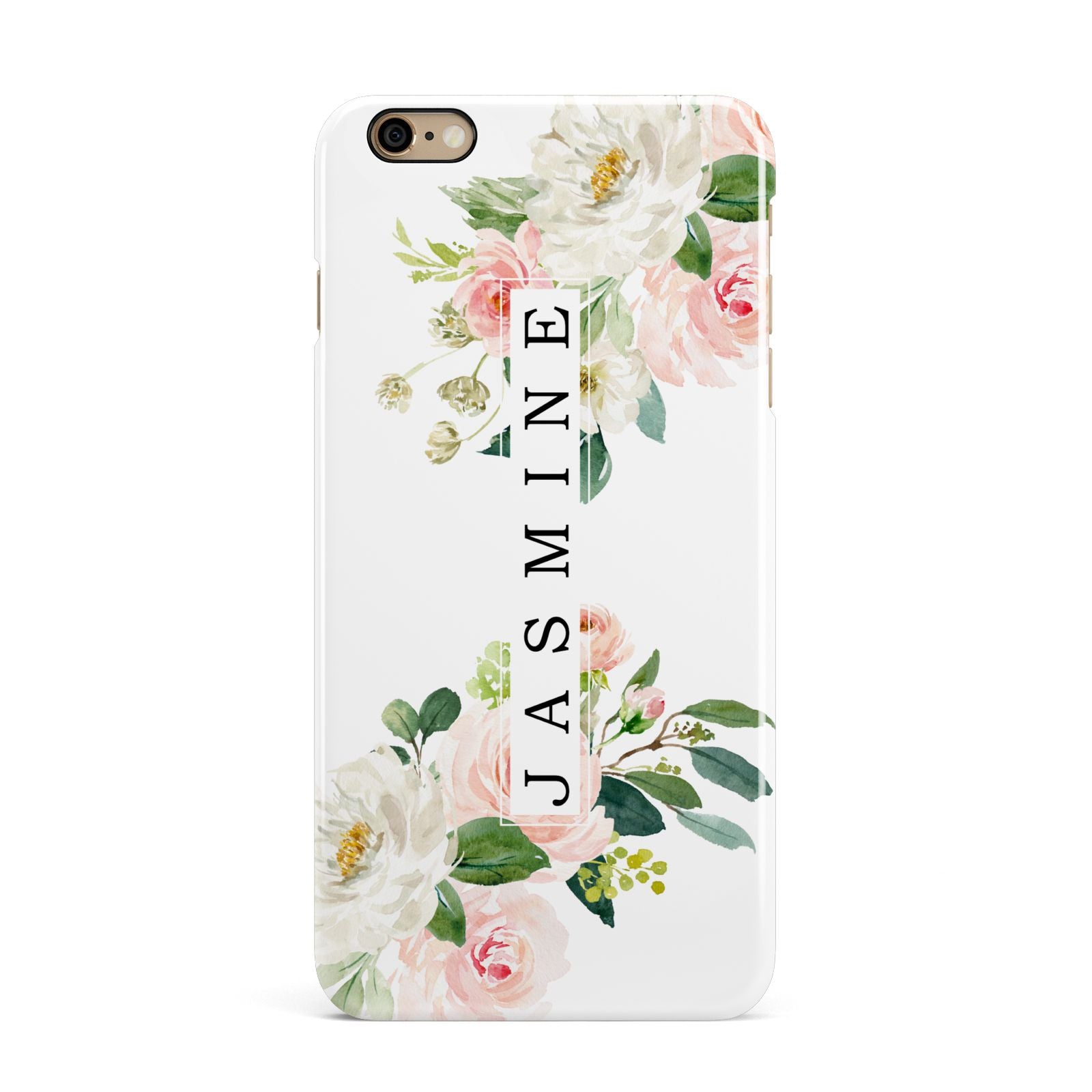 Personalised Floral Wreath with Name iPhone 6 Plus 3D Snap Case on Gold Phone