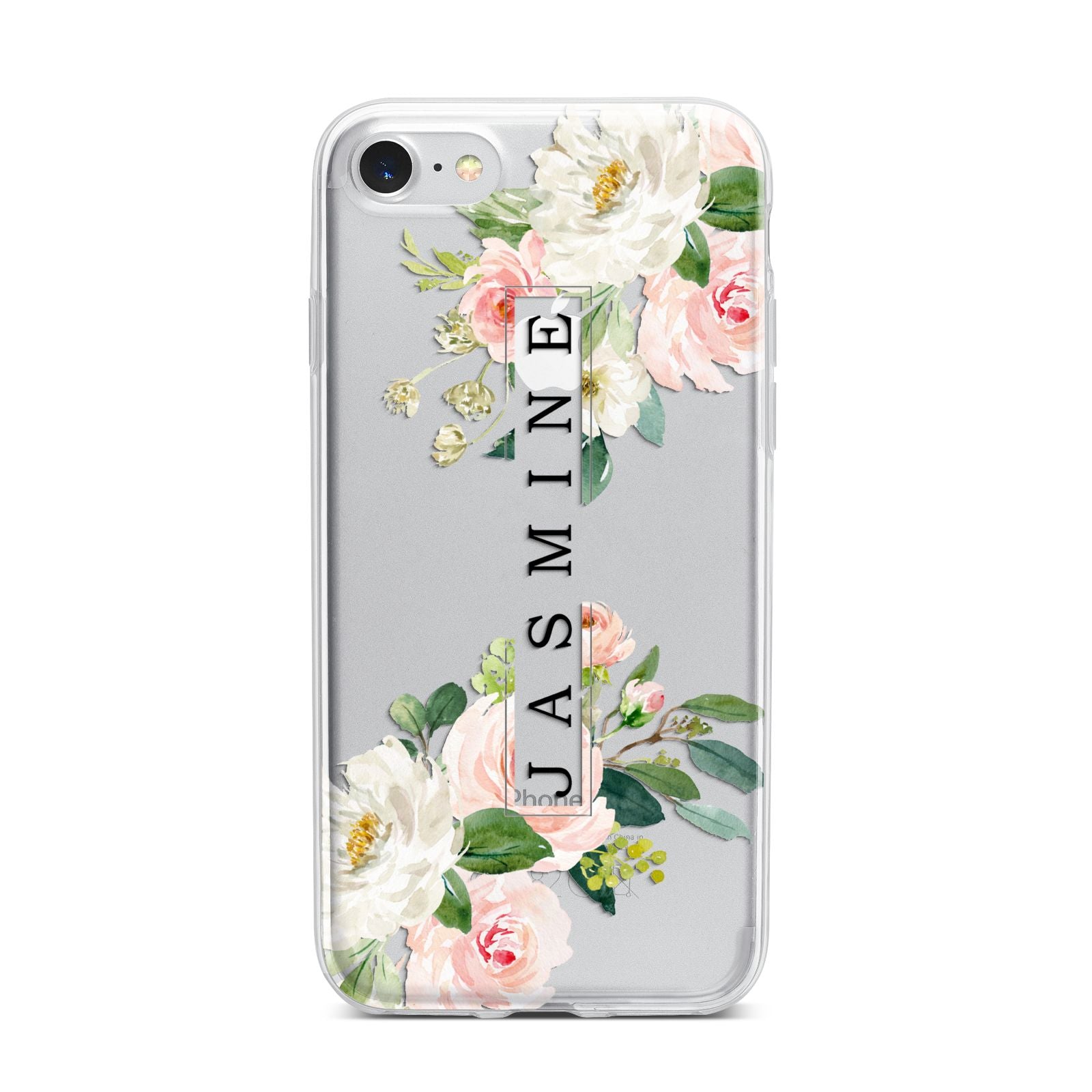 Personalised Floral Wreath with Name iPhone 7 Bumper Case on Silver iPhone