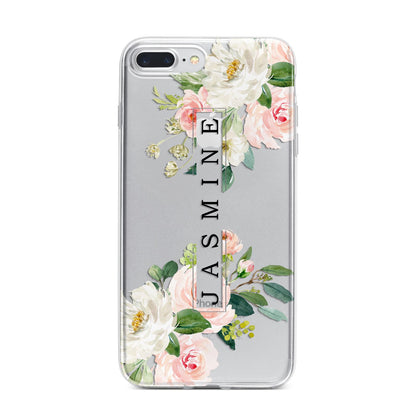 Personalised Floral Wreath with Name iPhone 7 Plus Bumper Case on Silver iPhone