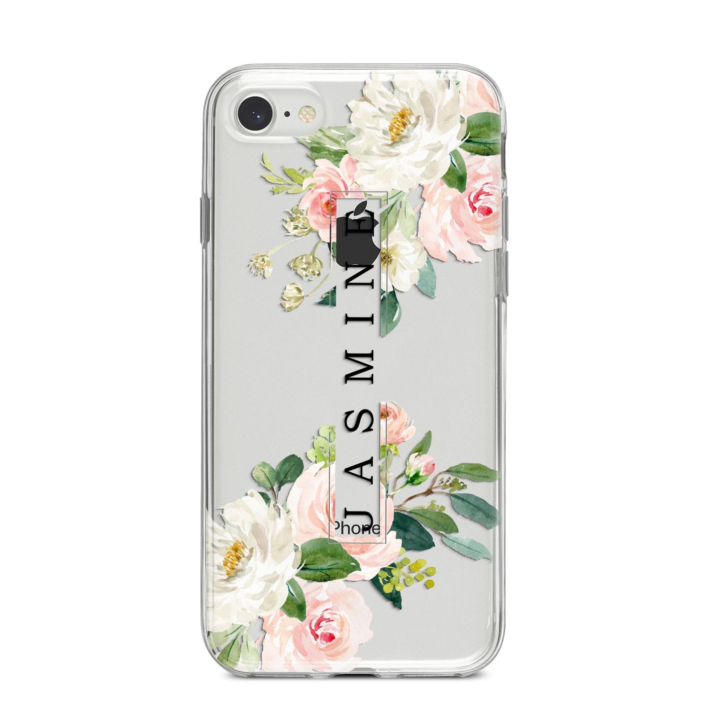 Personalised Floral Wreath with Name iPhone 8 Bumper Case on Silver iPhone