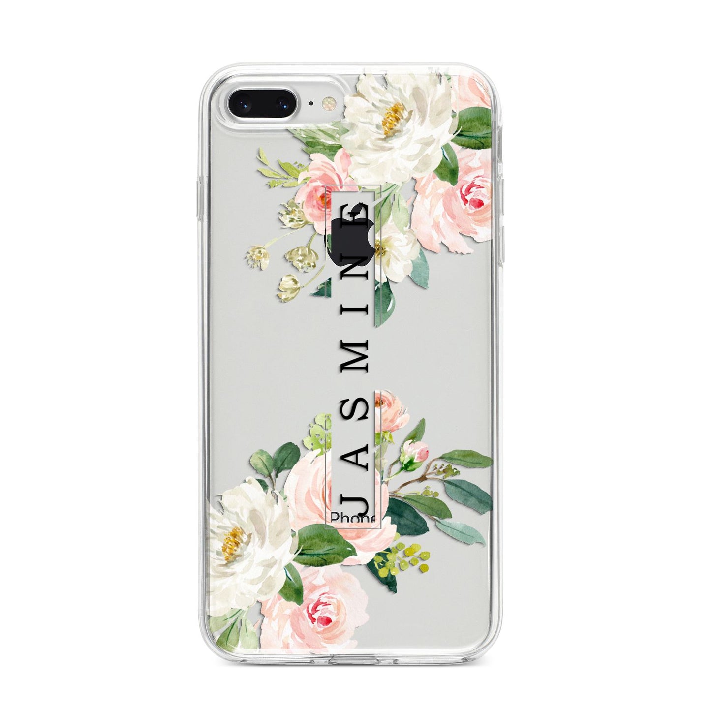 Personalised Floral Wreath with Name iPhone 8 Plus Bumper Case on Silver iPhone