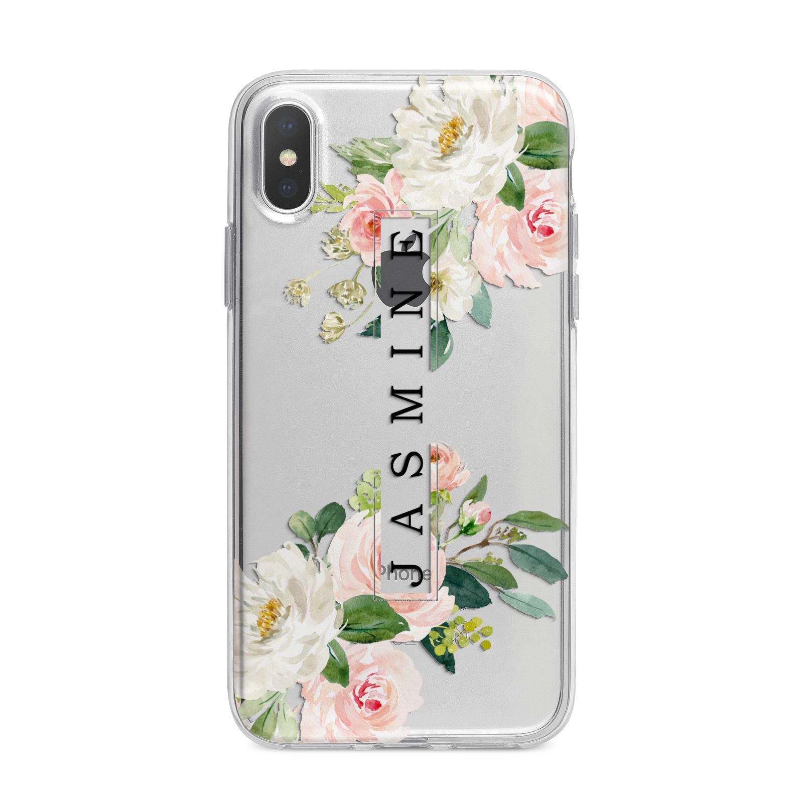 Personalised Floral Wreath with Name iPhone X Bumper Case on Silver iPhone Alternative Image 1