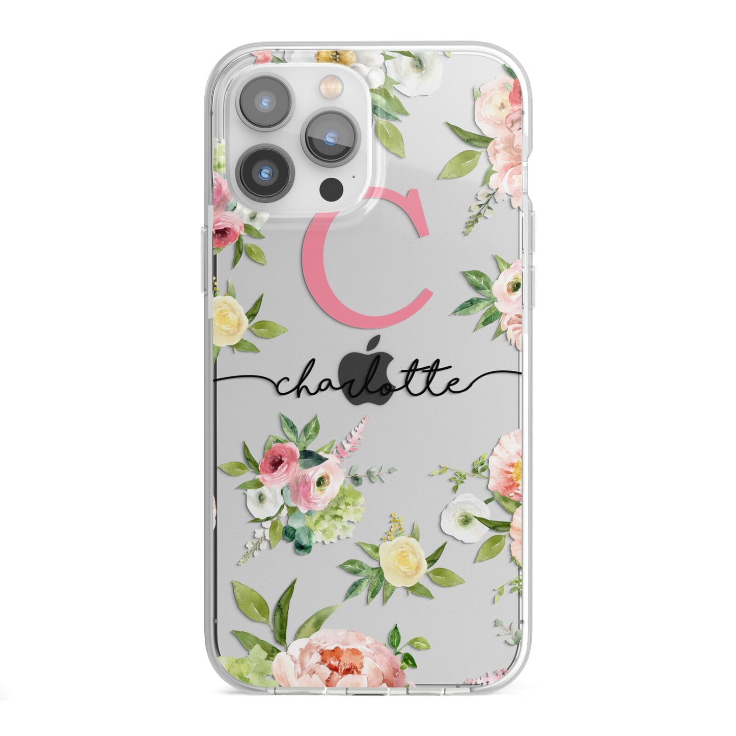Personalised Floral iPhone 13 Pro Max TPU Impact Case with White Edges