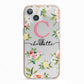 Personalised Floral iPhone 13 TPU Impact Case with Pink Edges