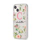 Personalised Floral iPhone 14 Clear Tough Case Starlight Angled Image