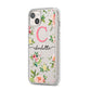 Personalised Floral iPhone 14 Plus Clear Tough Case Starlight Angled Image